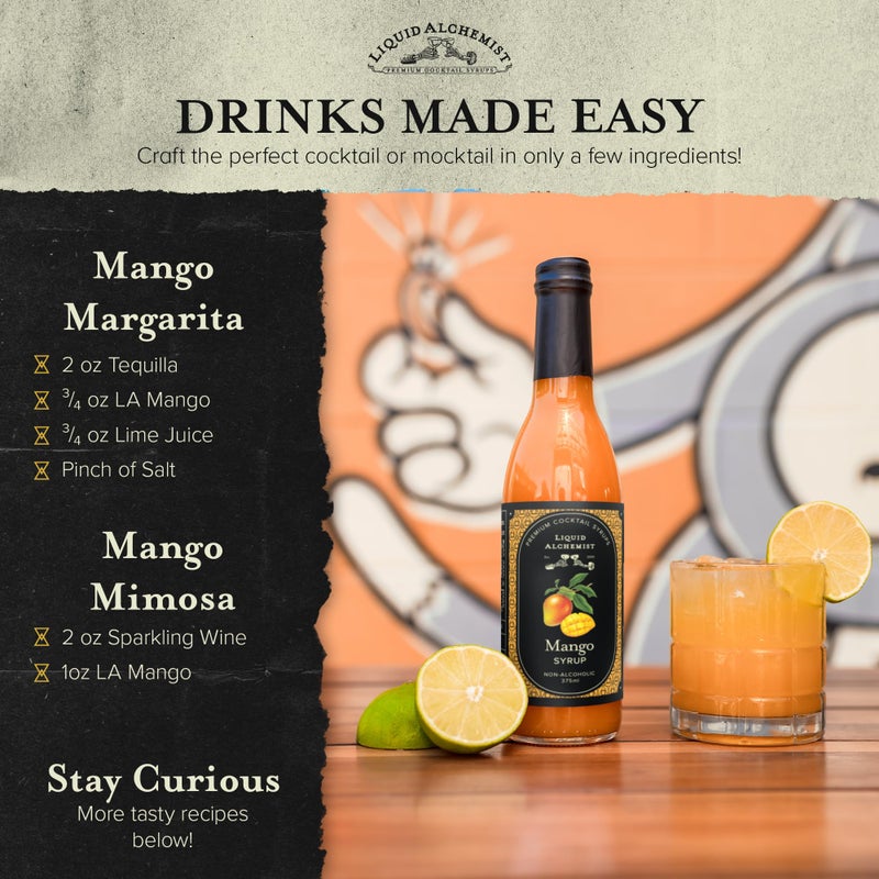 Liquid Alchemist Mango Syrup for Drinks - Real Ingredients Make our Mango Puree for Cocktails the Perfect Margarita Mix - Our Tropical Flavoring Syrup is Non-GMO & Vegan (12.7 oz) - Image 4